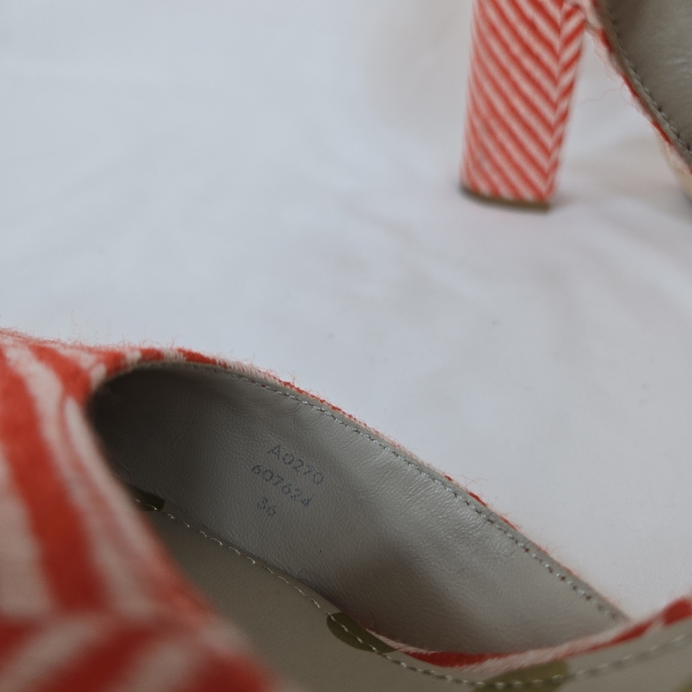 Boden Womens Evie Orange Ivory Stripe Fabric Buckle Mary Jane Pumps EU 36/5.5 US - Picture 9 of 9